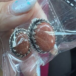 Elegant Silver and Brown Stone Earrings